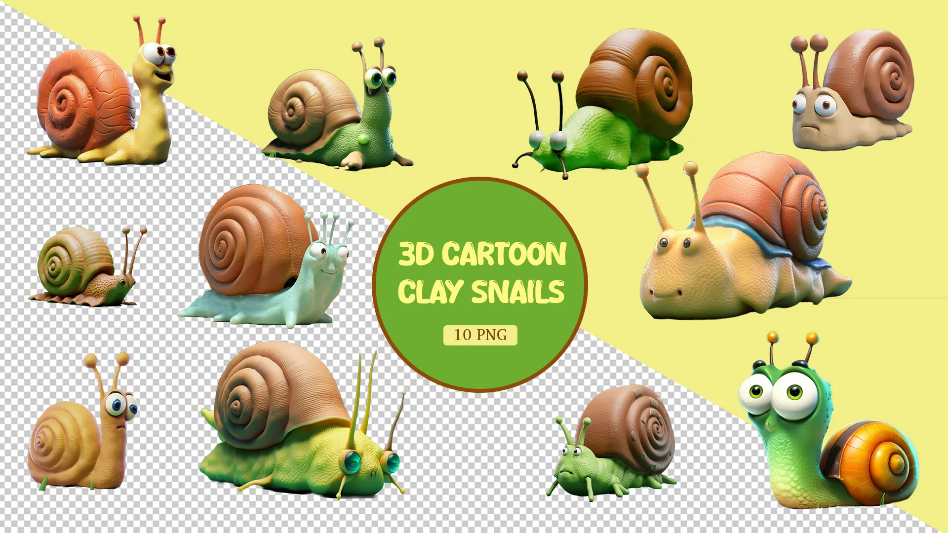 Cute 3D Cartoon Clay Snail Pack image